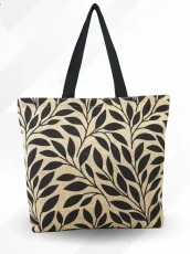 Eco-friendly natural jute tote bag for work and shopping.