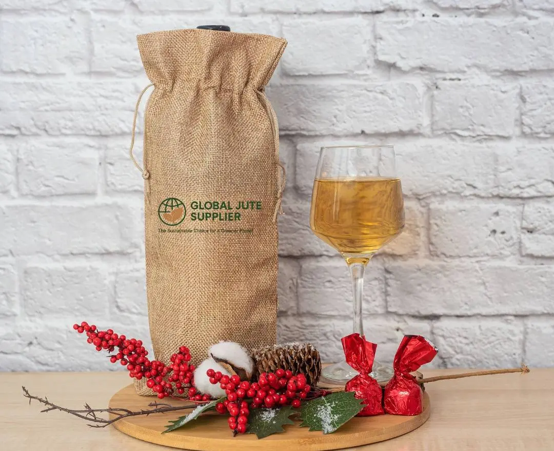Handcrafted jute wine bag perfect for gifting and sustainable celebrations.