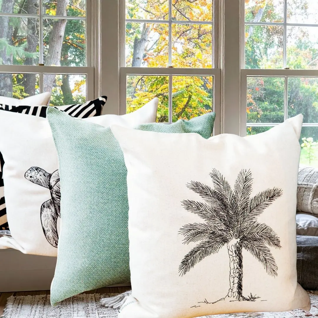 Eco-friendly jute home furnishing products including cushion covers, curtains, and natural home décor accessories.
